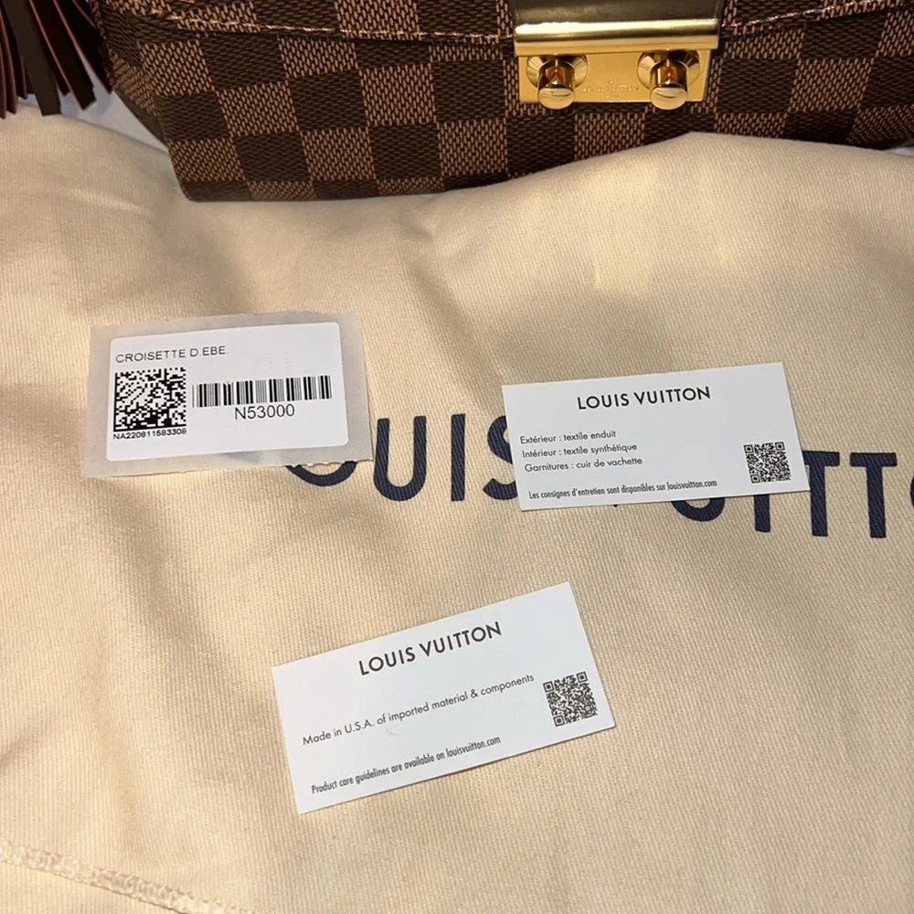 Louis Vuitton Brown Damier Ebene Crossbody Bag with Gold Hardware